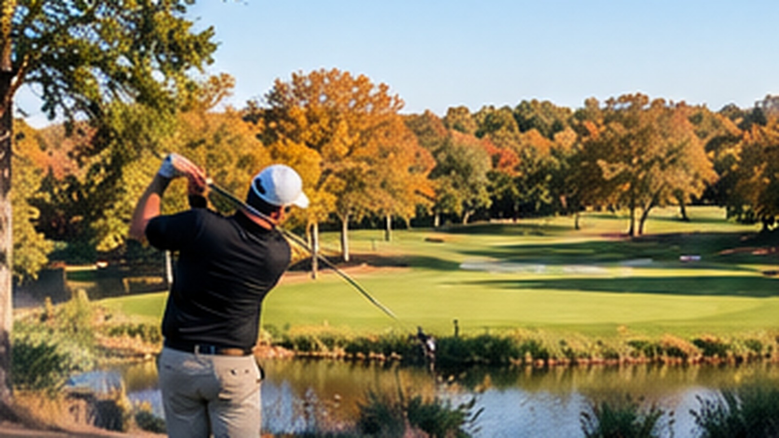 Golfer playing a Texas course in fall