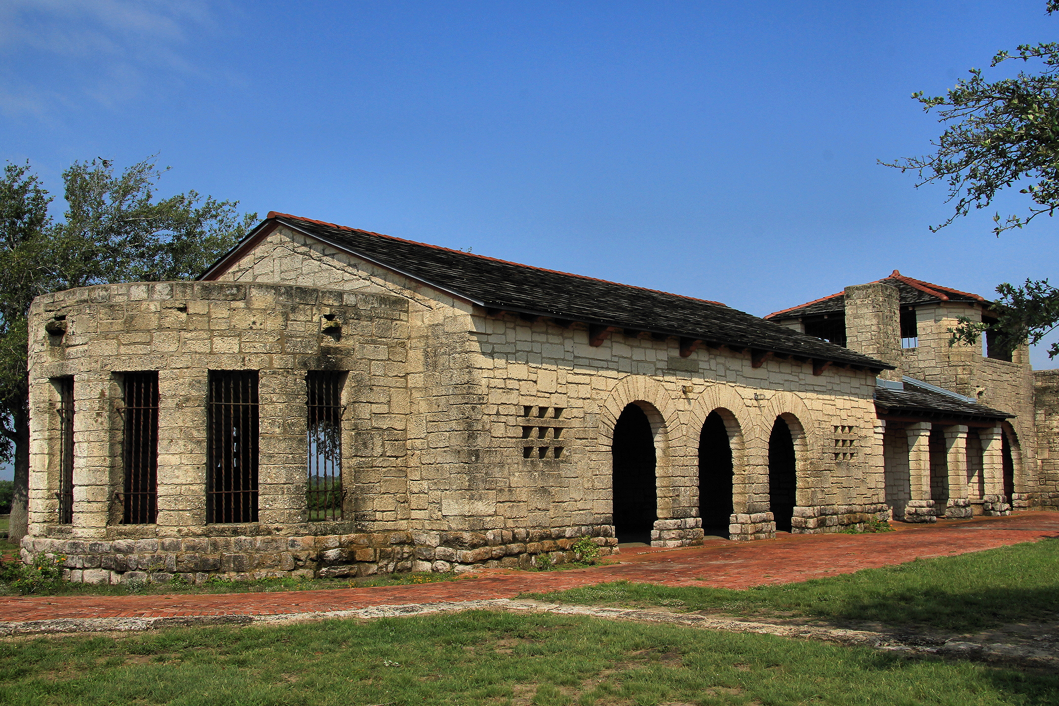 Authentic CCC-era refectory building inside Lake Corpus Christi State Park; the October 23 night hike starts at Castle parking lot, this is real park landmark, not hike.