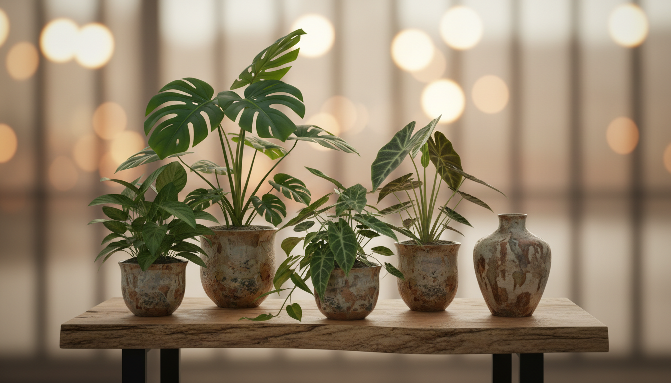 Photo-style illustration of potted plants and ceramics representing North Texas weekend events.