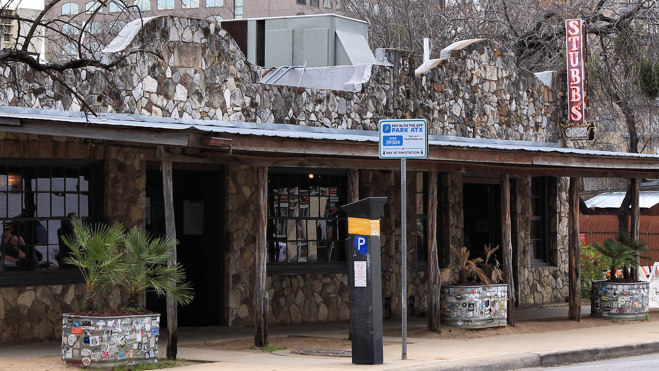 Authentic photograph of Stubb's Bar-B-Q in Austin, Texas, taken in 2019; this is the real live-music and dining venue, not a 2026 concert image.