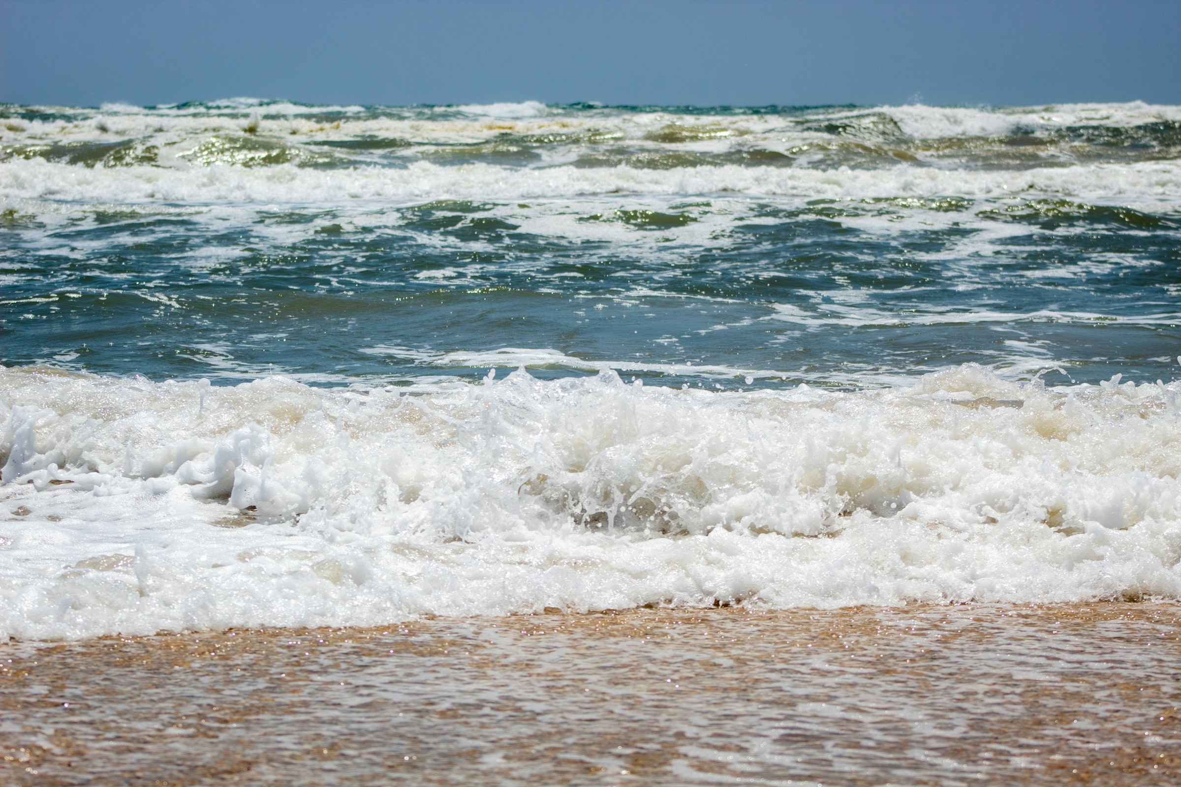 Waves coming ashore at Padre Island National Seashore on the Texas Gulf Coast
